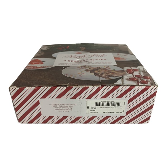 NORTH POLE TRADING CO Dessert Plates Good Tidings Set of 4 Porcelain Bunny Gifts - Picture 12 of 15